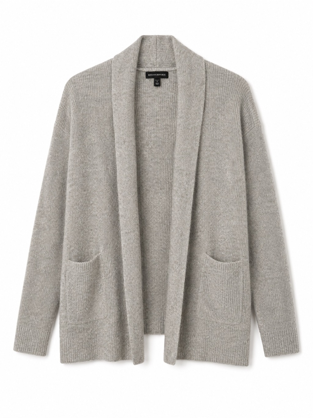 Banana Republic Merino Wool Alpaca Cardigan Gray Open Front Shawl Collar Sz S P